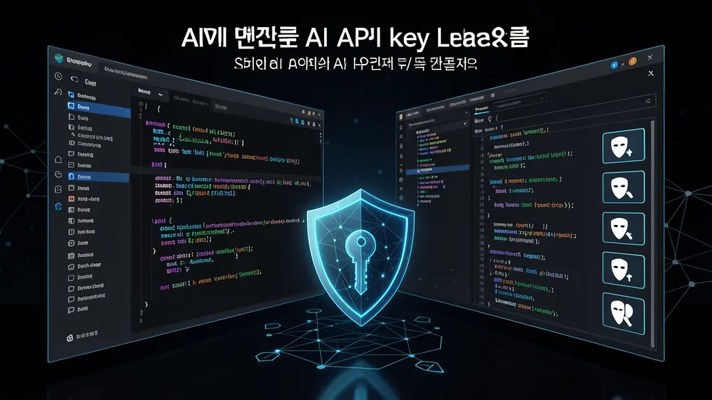 AI API 키 유출 방지를 상징하는 보안 체크리스트 일러스트