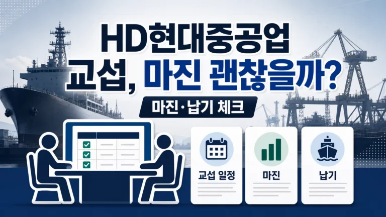 HD현대중공업 노조 교섭과 마진·납기 체크포인트를 표현한 대표 이미지