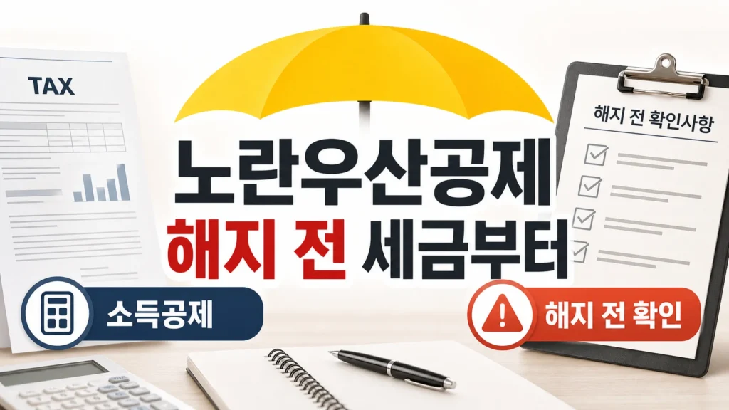 노란우산공제 소득공제와 해지 전 세금 확인을 나타내는 체크리스트 이미지