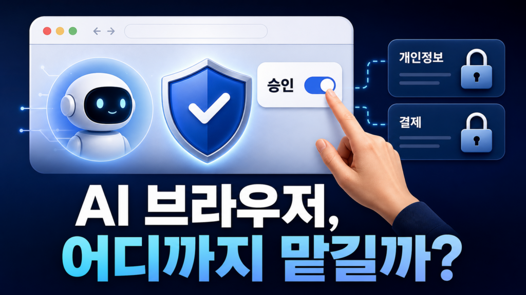 AI 브라우저 에이전트 안전 사용을 위한 승인, 개인정보, 결제 권한 체크 이미지