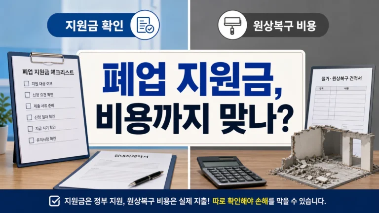 폐업 지원금과 원상복구 비용을 함께 점검하는 체크리스트 이미지