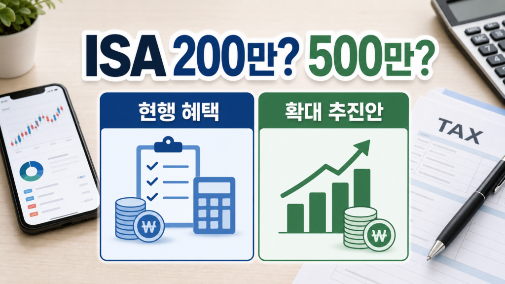 ISA 계좌 2026 현행 혜택과 확대 추진안을 구분한 대표 이미지