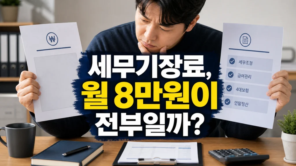 세무기장료 비교 시 월 금액과 별도 비용을 함께 확인하는 모습